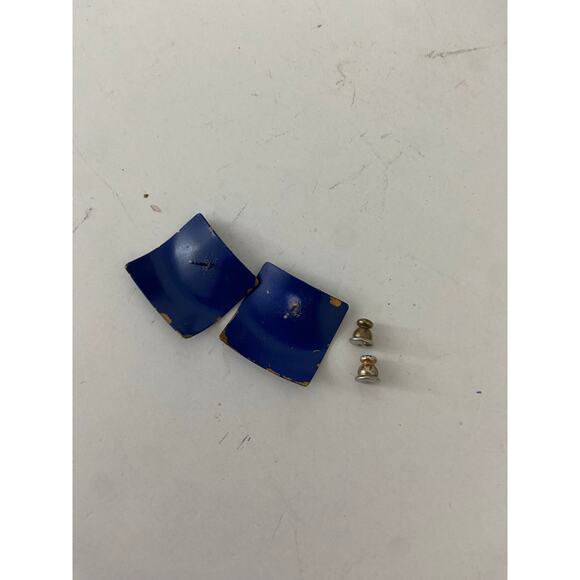 Blue square earrings - Picture 3 of 3